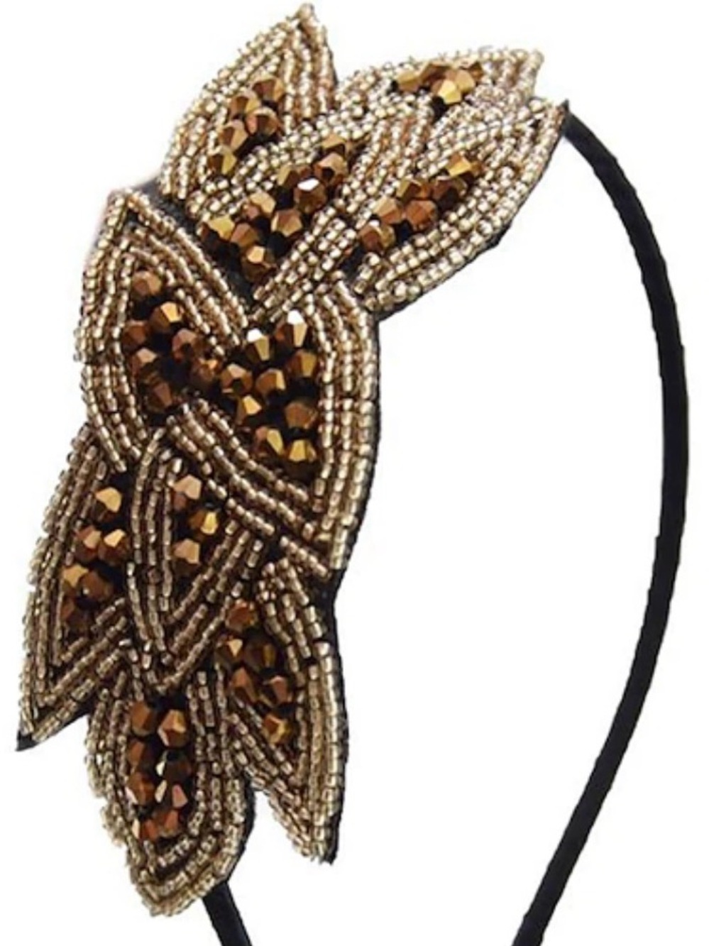 Flapper Headband Floral Leaf Flapper Headpiece Rhinestone 1920s - Picture 3 of 3